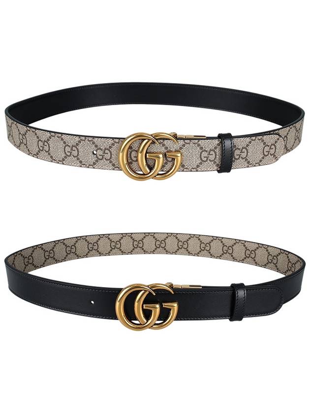 GG Marmont Supreme Canvas Leather Reversible Belt Beige Black - GUCCI - BALAAN 11