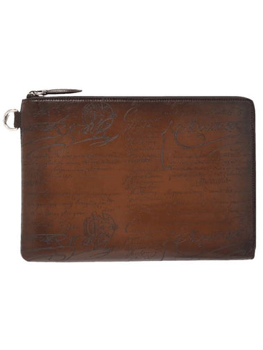 Nino GM Scritto leather clutch bag Kakao Intenso - BERLUTI - BALAAN 1