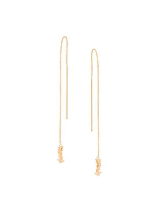 Monogram Opium Drop Metal Earrings Gold - SAINT LAURENT - BALAAN 2