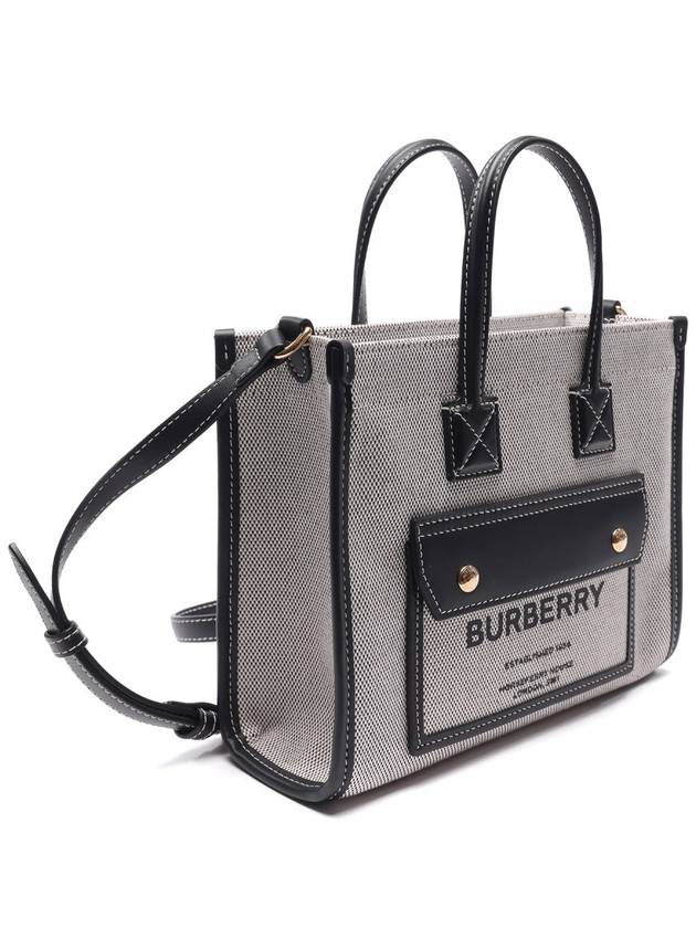 Freya Two-Tone Canvas Leather Mini Tote Bag Black - BURBERRY - BALAAN 4