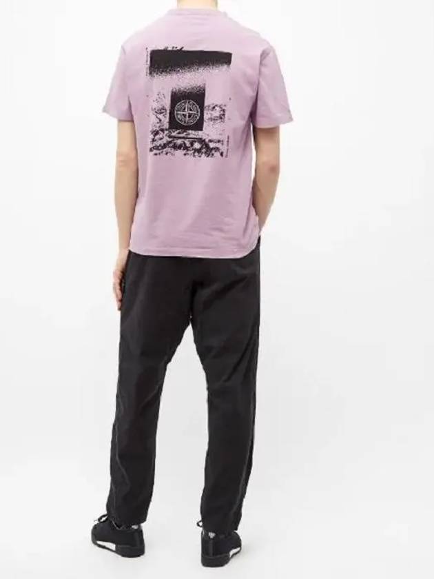 Men's Chest Logo Back Print Short Sleeve T-Shirt Pink - STONE ISLAND - BALAAN 9