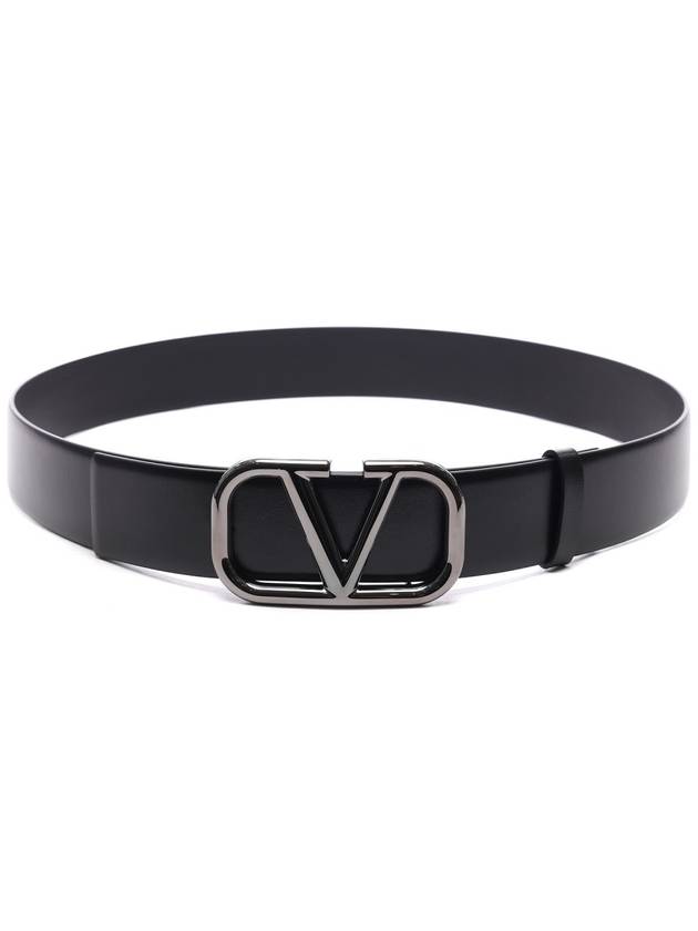 V Logo Signature Calfskin 40 MM Belt Black - VALENTINO - BALAAN 5