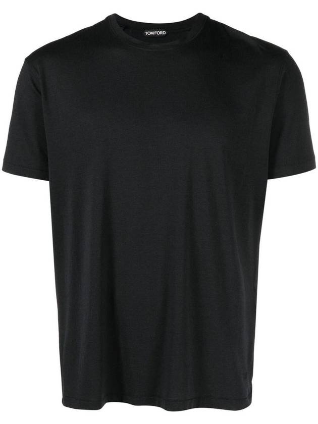 Men's Lyocell Round Neck Cotton Short Sleeve T-Shirt Black - TOM FORD - BALAAN 2