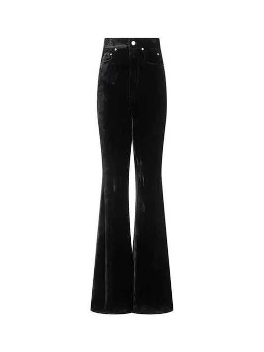 WOMEN Glossy Velvet Bootcut Pants Black 271863 - RICK OWENS - BALAAN 1
