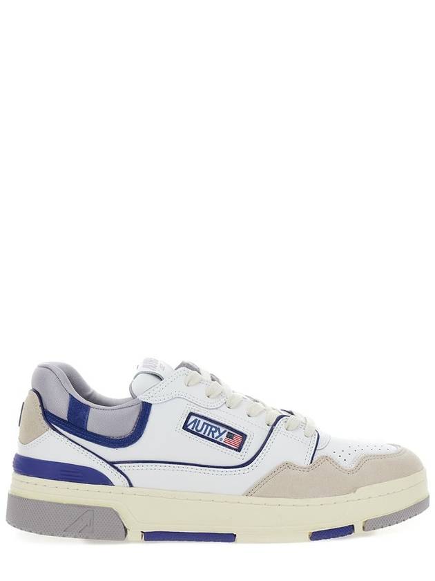 White Low Top Sneakers With Blue Details And Logo Patch In Leather Man - AUTRY - BALAAN 1