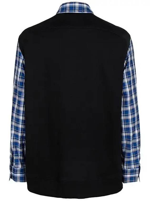 Fleece Back Check Cotton Long Sleeve Shirt Black Blue - LOEWE - BALAAN 3