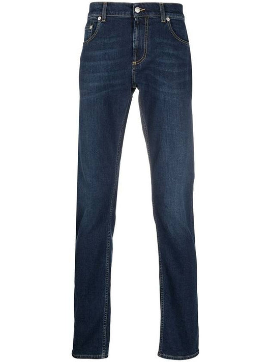 Men's Back Pocket Embroidered Logo Stretch Jeans - ALEXANDER MCQUEEN - BALAAN.