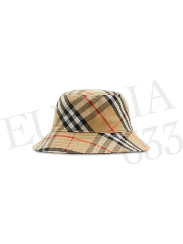 Check Cotton Blend Bucket Hat Beige - BURBERRY - BALAAN 3