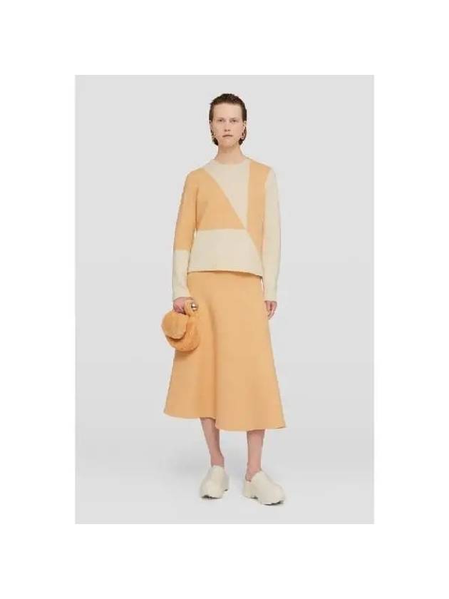 Two Tone Jacquard Wool Knit Top Orange - JIL SANDER - BALAAN 3