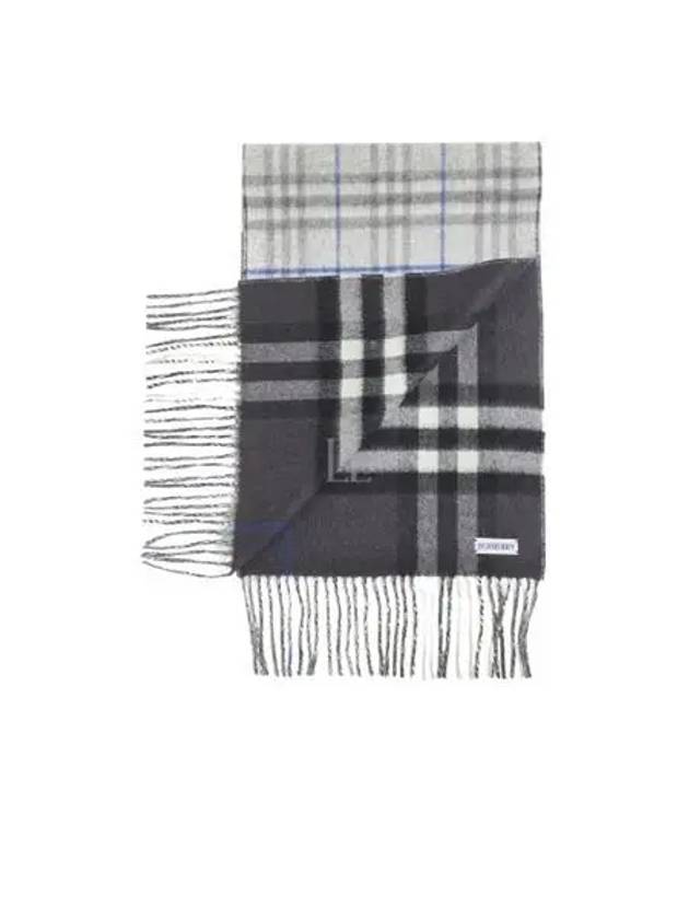 Check Reversible Cashmere Scarf Grey Black - BURBERRY - BALAAN 2