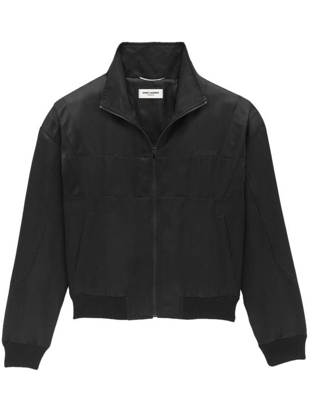 Satin Teddy Zip-Up Jacket Black - SAINT LAURENT - BALAAN 2