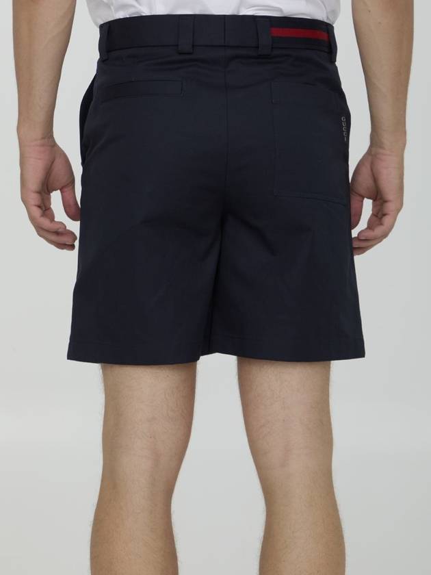 Double Cotton Shorts Dark Blue - GUCCI - BALAAN 5