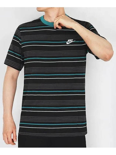 NSW Club Stripe Short Sleeve T Shirt Black - NIKE - BALAAN 2