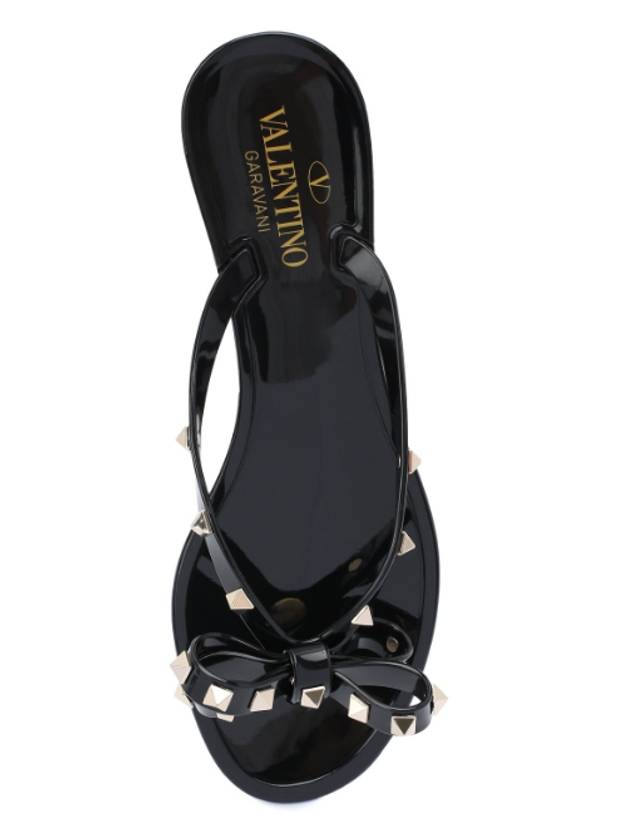 Rockstud Ribbon Flip Flops Black - VALENTINO - BALAAN 2