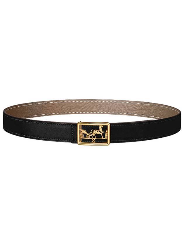 Constance Buckle Reversible Leather Belt Black Brown - HERMES - BALAAN 1