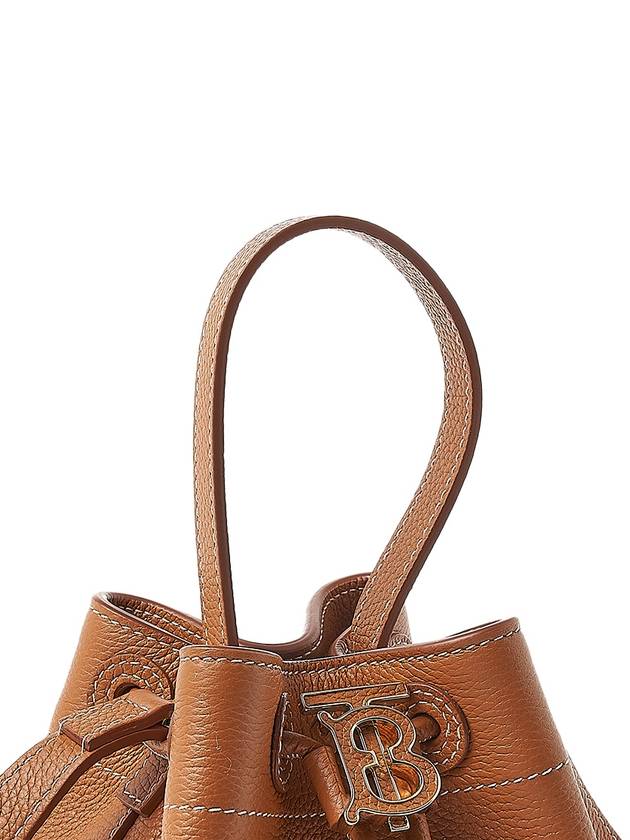 TB Mini Leather Bucket Bag Warm Russet Brown - BURBERRY - BALAAN 9