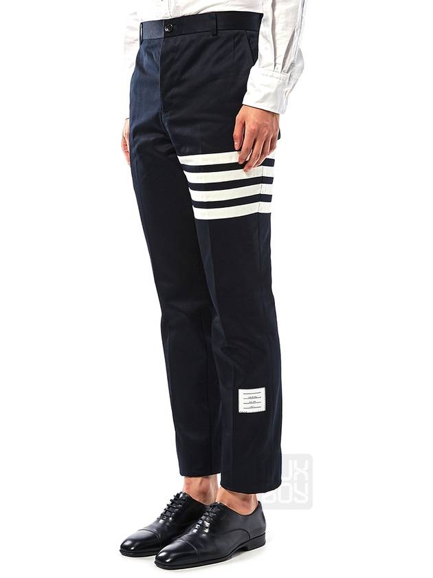 Diagonal Unconstructed Chino Straight Pants Navy - THOM BROWNE - BALAAN 3