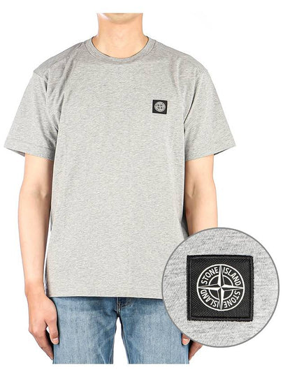 Logo Patch Cotton Short Sleeve T-Shirt Dust Melange Grey - STONE ISLAND - BALAAN 2