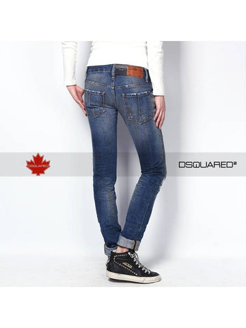 Women's Dirty Knock Washed Jeans Dis Jeans Slim Fit 75LA0447 - DSQUARED2 - BALAAN 1