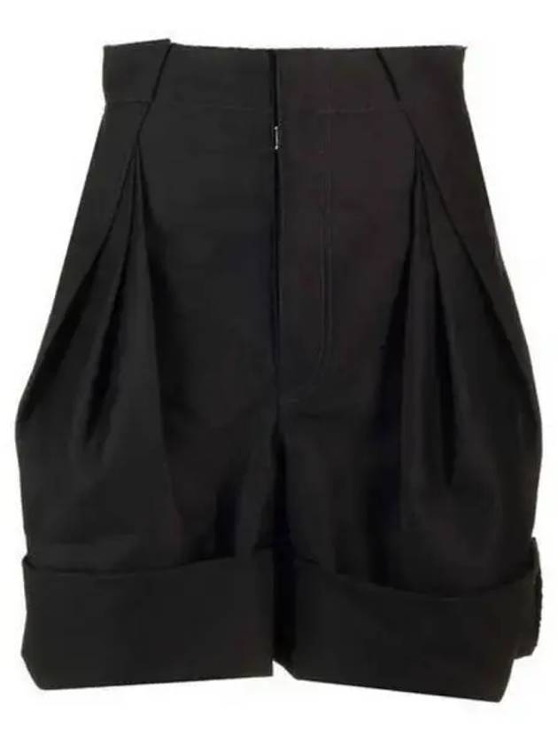 Cotton Satin Pleated Shorts Pants Black S67MU0046M35097900 - MAISON MARGIELA - BALAAN 1