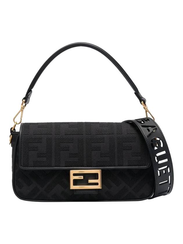 FF Canvas Baguette Shoulder Bag Black - FENDI - BALAAN 1