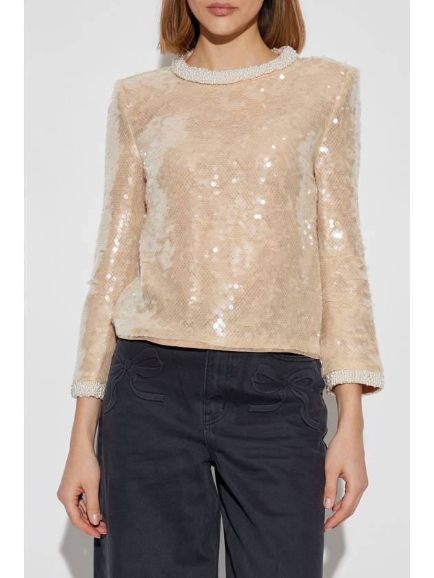 Self Portrait Sequin Top, Women's, Beige - SELF PORTRAIT - BALAAN 3