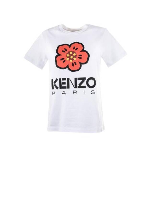 Women's Boke Flower Loose Fit Cotton Short Sleeve T-Shirt White - KENZO - BALAAN 2