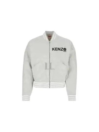 Logo Print Cotton Bomber Jacket Grey - KENZO - BALAAN 2