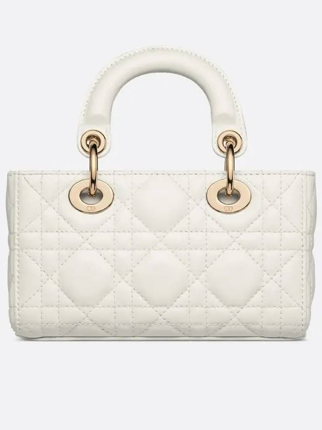 Lady D Joy Cannage Lambskin Micro Tote Bag White - DIOR - BALAAN 7