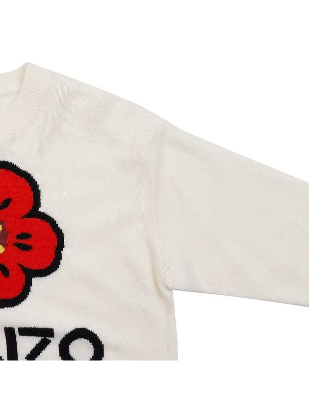 Boke Flower Logo Wool Knit Top White - KENZO - BALAAN 5