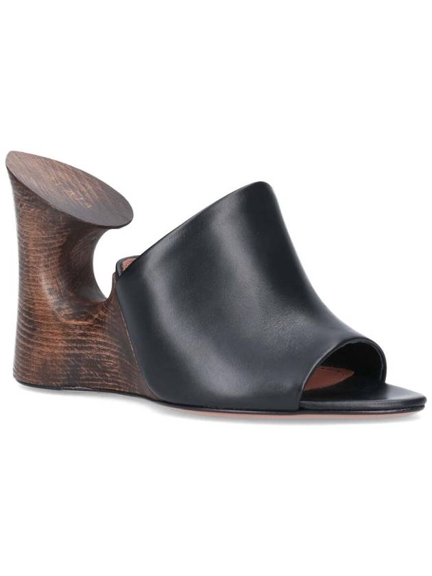 La Sculpture Wood Calfskin Mule Heel Black - ALAIA - BALAAN 3