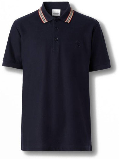 Icon Stripe Collar Cotton Polo Shirt Navy - BURBERRY - BALAAN 2