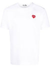 Play Men's Heart Logo Embroidered Short Sleeve T-Shirt White - COMME DES GARCONS - BALAAN 1