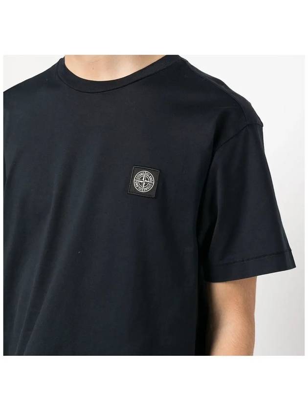 Logo Patch Cotton Short Sleeve T-Shirt Black - STONE ISLAND - BALAAN 3