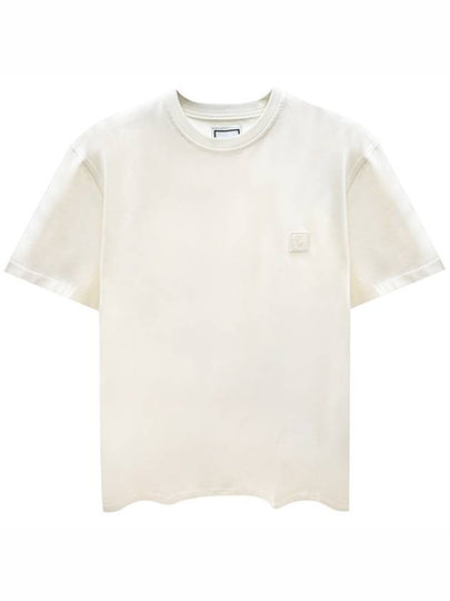 Flower Printing Back Logo Round Short Sleeve T-Shirt Ivory - WOOYOUNGMI - BALAAN 2