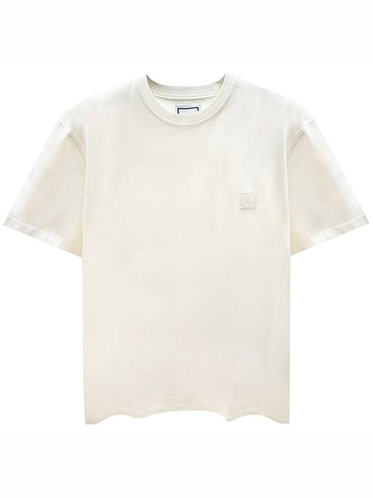 Flower Printing Back Logo Round Short Sleeve T-Shirt Ivory - WOOYOUNGMI - BALAAN 2