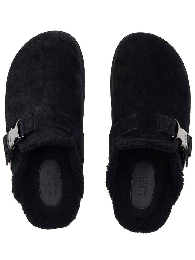 MON Suede Slippers Black - MONCLER - BALAAN.