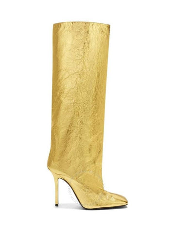 The Attico Ladies Gold Sienna Crinkled Laminated 105 mm Knee-High Boots, Brand Size 39 ( US Size 9 ) - THE ATTICO - BALAAN 1