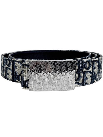 Oblique Square Buckle Reversible Belt Black Beige - DIOR - BALAAN 1