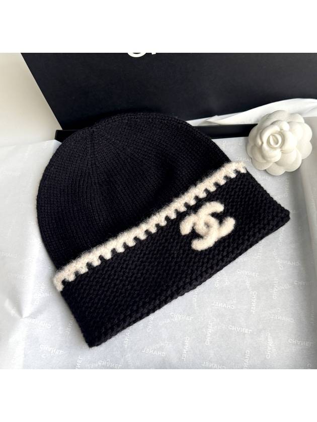 Cashmere Beanie Black White - CHANEL - BALAAN 10