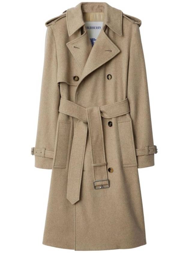 Double-Breasted Cashmere Trench Coat Beige - BURBERRY - BALAAN 1