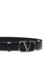 V Logo Leather Belt Black - VALENTINO - BALAAN 4