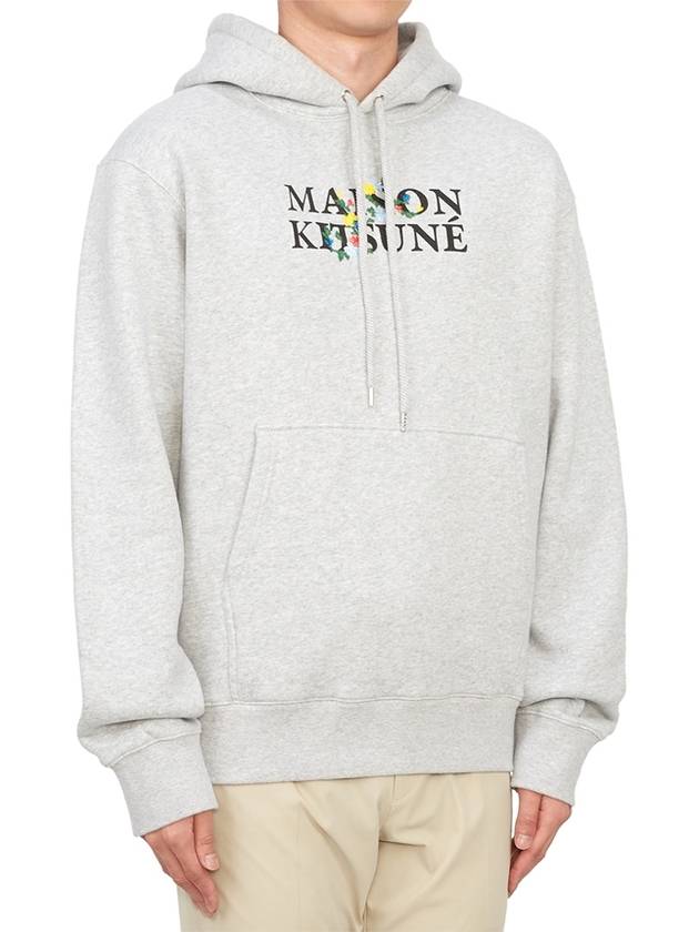 Flowers Comfort Logo Print Hoodie Light Grey Melange - MAISON KITSUNE - BALAAN 4