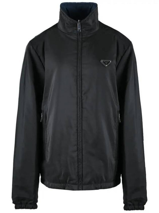 triangle logo color reversible zip-up jacket black - PRADA - BALAAN 1