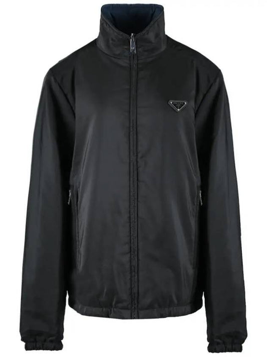 Triangle Logo Reversible Zip Up Jacket Black - PRADA - BALAAN 1