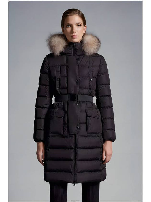 Khloe Fox Fur Long Padding Black - MONCLER - BALAAN 2