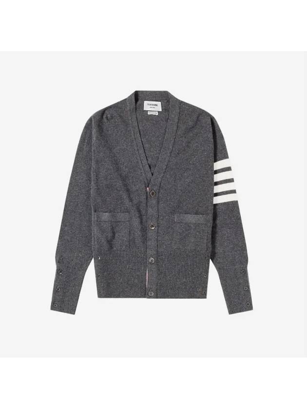 Men's Diagonal Classic Cashmere Cardigan Mid Grey - THOM BROWNE - BALAAN 2