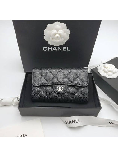 Classic medium wallet caviar black silver plate AP0232 - CHANEL - BALAAN 1