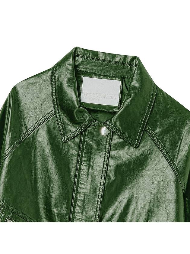 Overfit string eco leather jacket Green - THE GREEN LAB - BALAAN 2