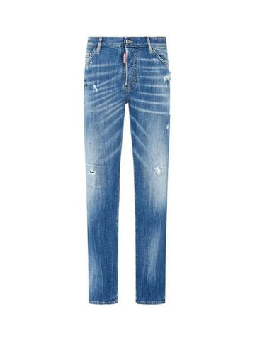 Men s Embroidery Damage Cool Guy Jeans Washed Indigo - DSQUARED2 - BALAAN 1